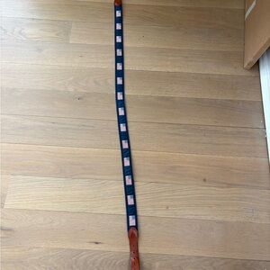 Navy and Brown Leather Belt